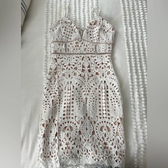 Just Me White Lace Midi Dress - Picture 1 of 5